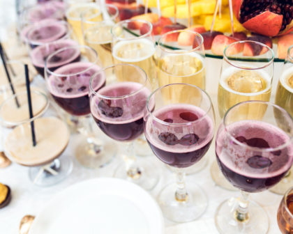 wine and champagne cocktail with fruits